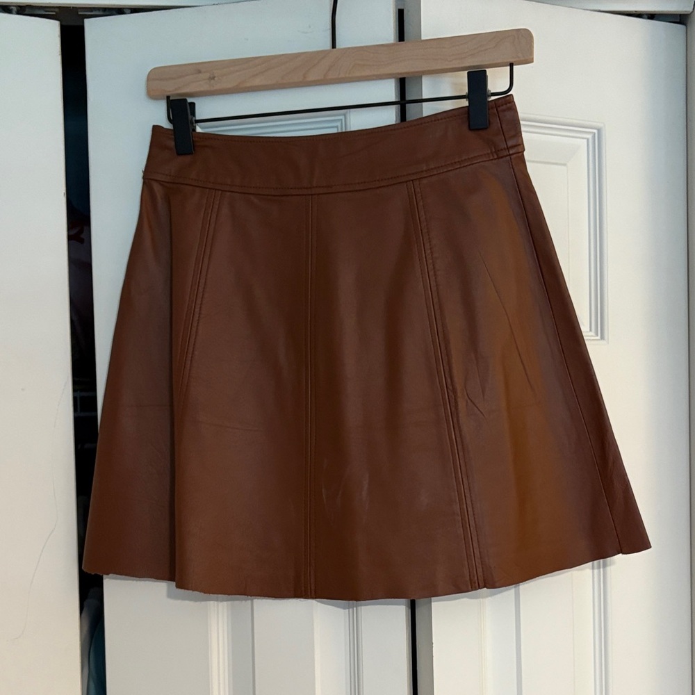 PJK Patterson J. Kincaid Tan Leather Mini Skirt